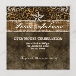 Western Vintage Grad Photo Card Leopard Star