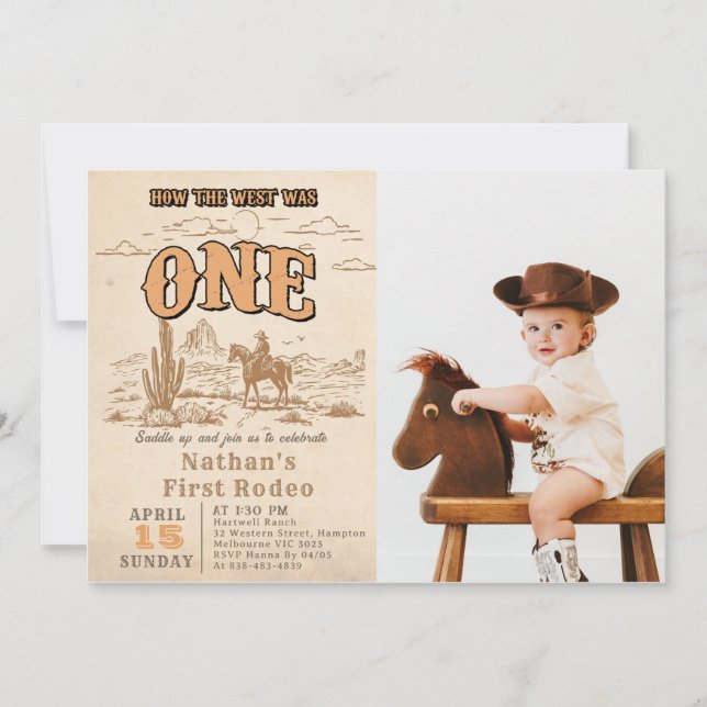 Western Vintage Rodeo 1st Birthday Invitation  (Front)
