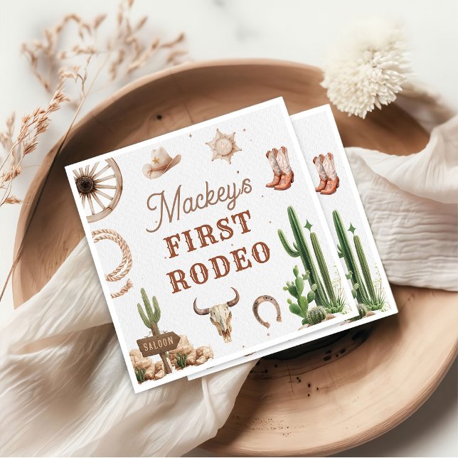Western Vintage Rodeo Birthday Paper Napkin (Creator Uploaded)