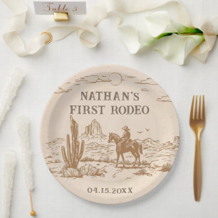 Western Vintage Rodeo Birthday Paper Plate
