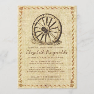 Western Wagon Wheel Bridal Shower Invitations