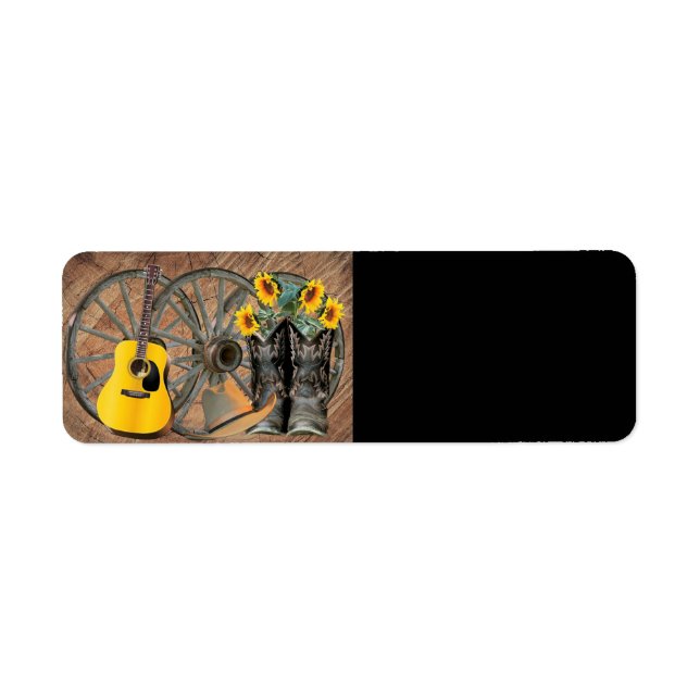 Western Wagon Wheel Guitar Cowboy boots Sunflower  (Front)