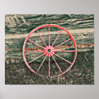 Western Wagon Wheel Red Country Rustic Vintage