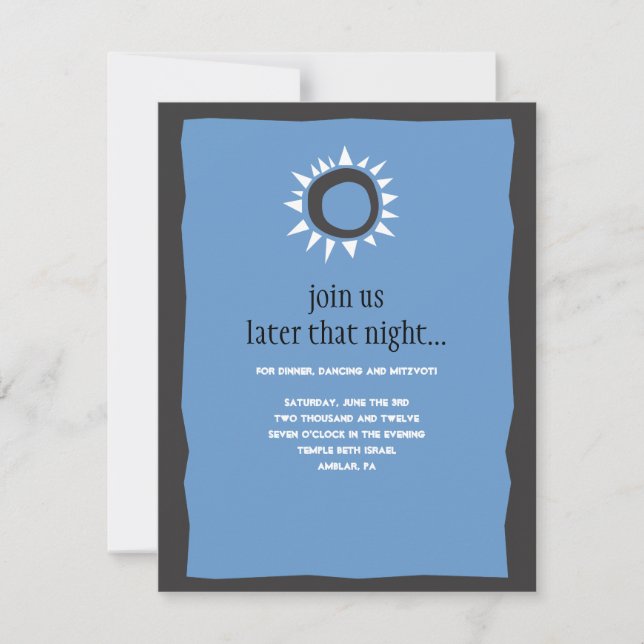 Western Wall Israel Bar Bat Mitzvah party card (Front)