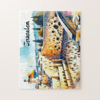 Western Wall Kotel Water Colour Art Jigsaw Puzzle