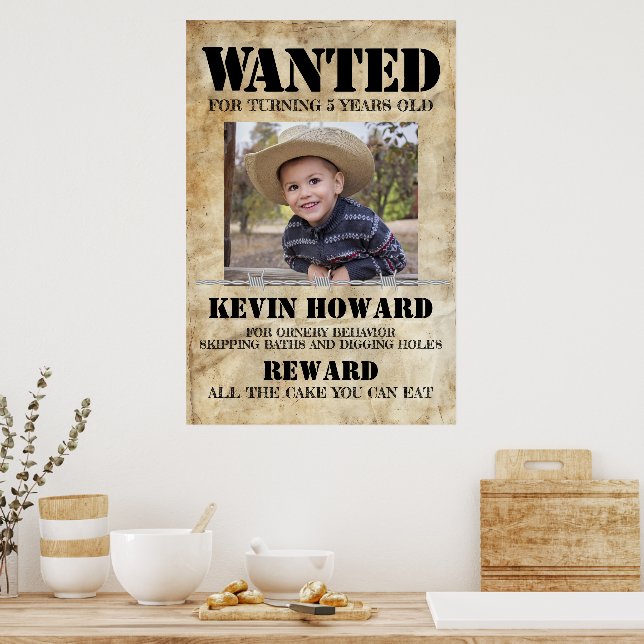 Western Wanted Birthday Poster (Kitchen)