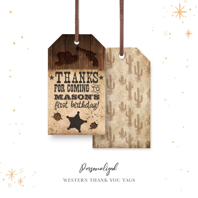 Western Wanted Birthday Thank You Tags (Creator Uploaded)