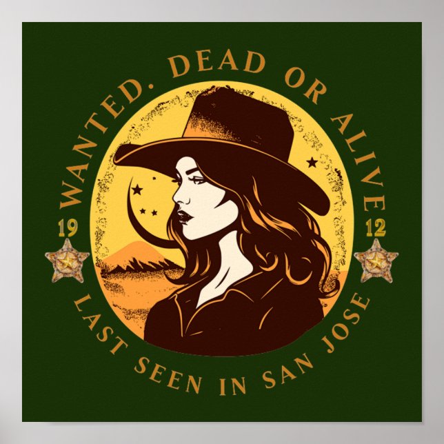 Western Wanted Cowgirl Poster (Front)