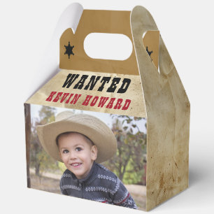 Western Wanted Poster Birthday 5"w x 3"l x 6.5"h Favor Box