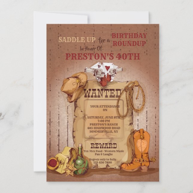 Western Wanted Poster Invitation (Front)