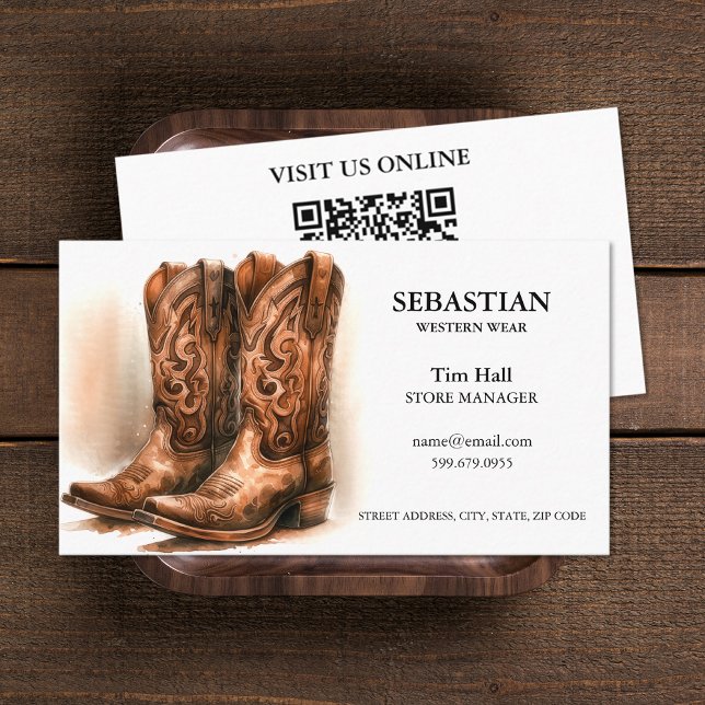 Western Wear QR Code Cartes de visite (Western Wear QR Code Business Cards (front and back))