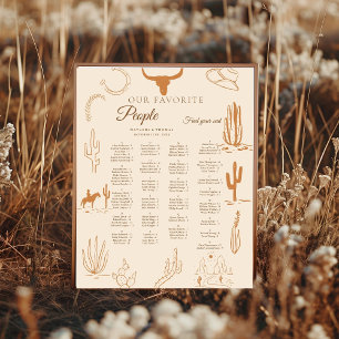 Western Wedding Alphabetical Seating Poster