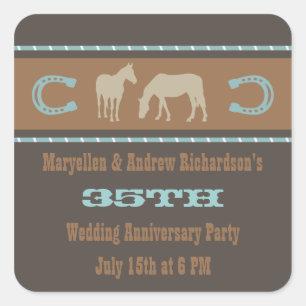 Western Wedding Anniversary Party Favour Stickers