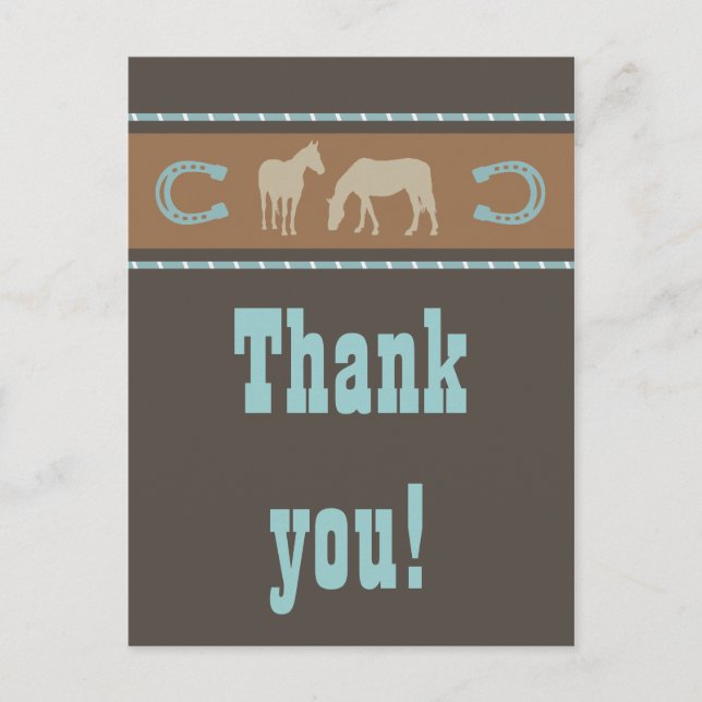 Western Wedding Anniversary Thank You Post Cards (Front)