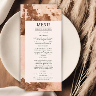 Western Wedding Blush Pink Cowhide Wedding Menu