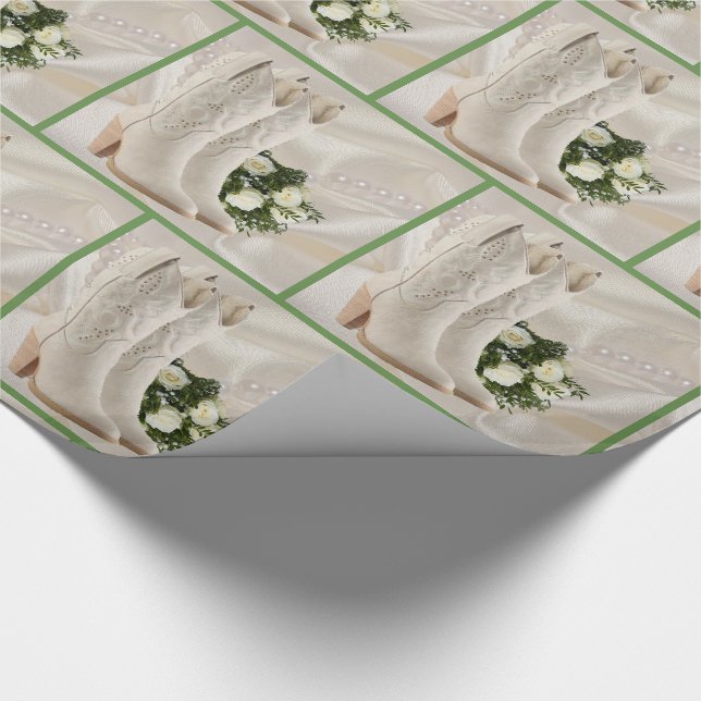 Western Wedding Cowboy Boots And Bouquet Gift Wrap (Corner)