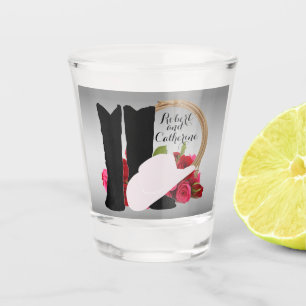 Western Wedding Cowboy Boots Hat Roses Personalize Shot Glass