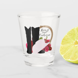 Western Wedding Cowboy Boots Hat Roses Personalize Shot Glass
