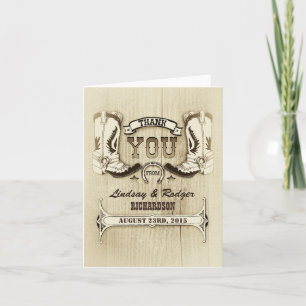 western wedding cowboy shoes thank you cards
