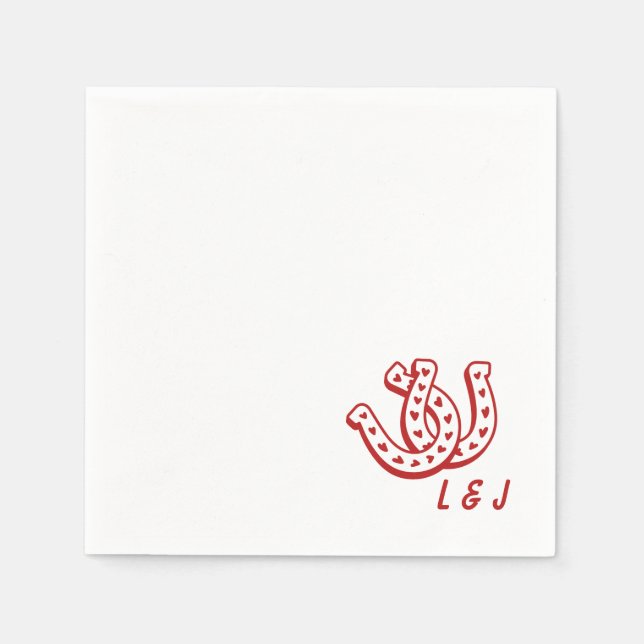 Western Wedding Custom Initials Country Cocktail Napkin (Front)