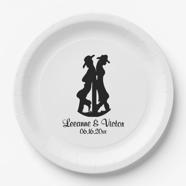 Western Wedding Personalized Paper Plate (Front)