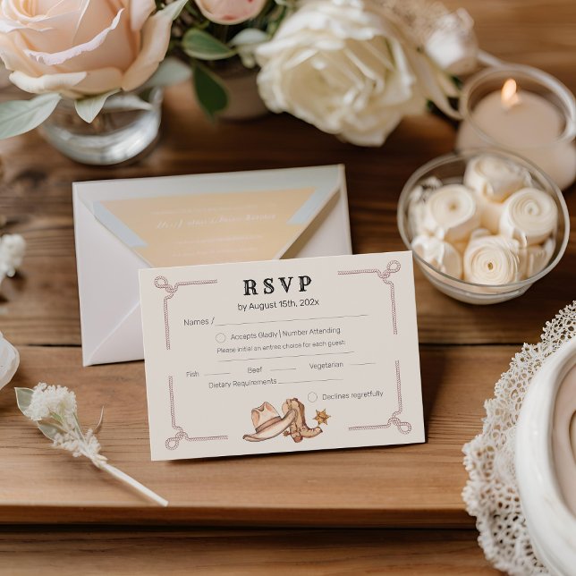 Western Wedding Rustic Cowboy Wedding  RSVP Card (Creator Uploaded)