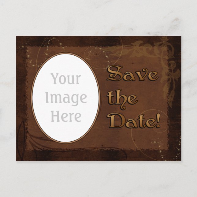 Western Wedding Save the Date Postcard template (Front)