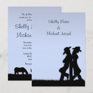 Western Wedding Theme Invitation Blue