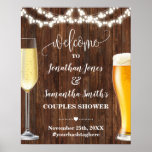 Western Welcome Bubbles & Brews Couples Shower Poster<br><div class="desc">Change couples names, date and hashtag to the design, for additional customization (font colour, font style, move or remove elements *Welcome word is not editable but colour can be changed ), click on personalize, scroll down and click on the link "Edit using Design Tool". ** Please see the full collection...</div>