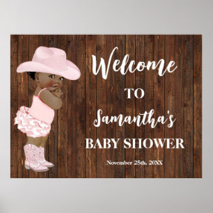 Western Welcome Little AA Cowgirl Baby Shower Po Poster