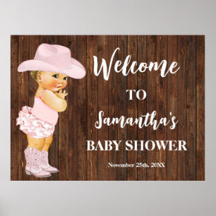 Western Welcome Little Pink Cowgirl Baby Shower Poster