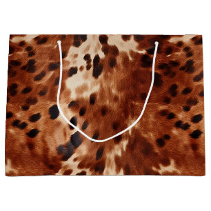Western White Brown Black Cowhide Large Gift Bag