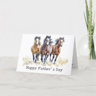Western Wild & Free Mustang Horses Father's Day  Thank You Card