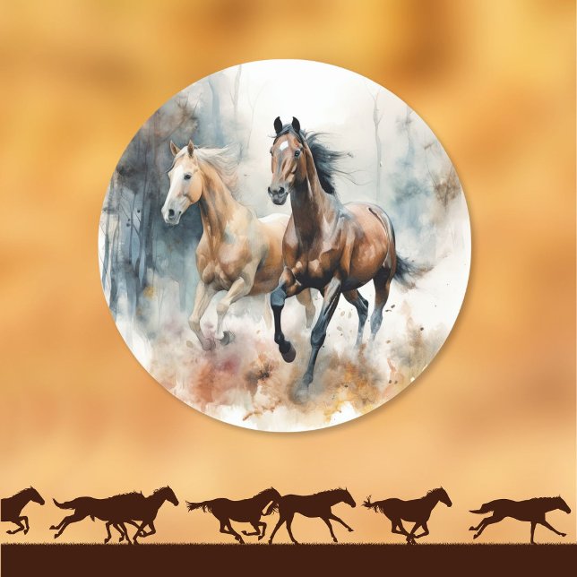 Western Wild Horse Classic Round Sticker (Creator Uploaded)
