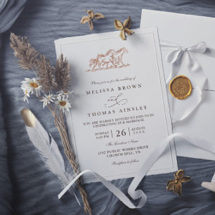 Western Wild Horses Rustic Country Elegant Wedding Invitation