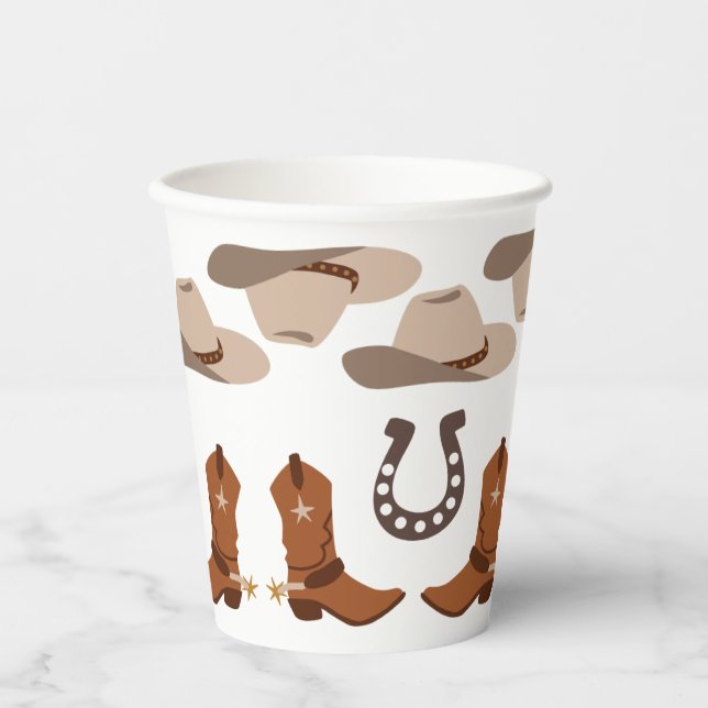 Western Wild West Cowboy Birthday Party Paper Cups (Front)