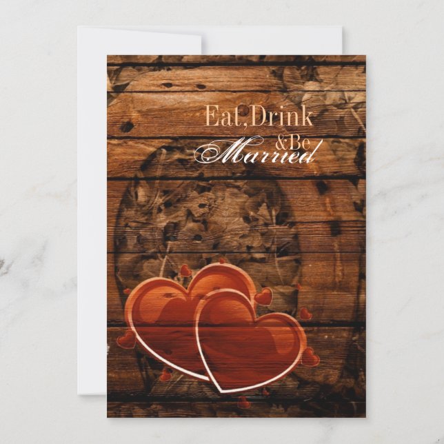 Western Wood Horseshoe Wedding rehearsal dinner Invitation (Back)