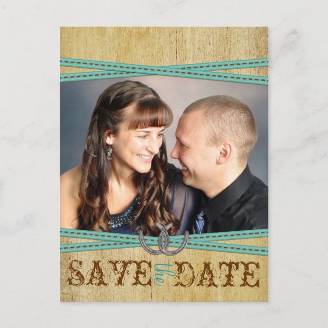Western & Wood Save the Date Announcement Postcard (Front)