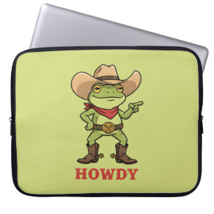 Western Yeehaw Frog Howdy Frog Funny Cowboy Meme Laptop Sleeve