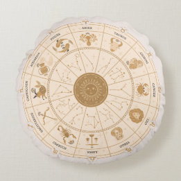 Western Zodiac Wheel Round Pillow