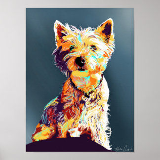 Westie, affiche pop-art dessinée à la main