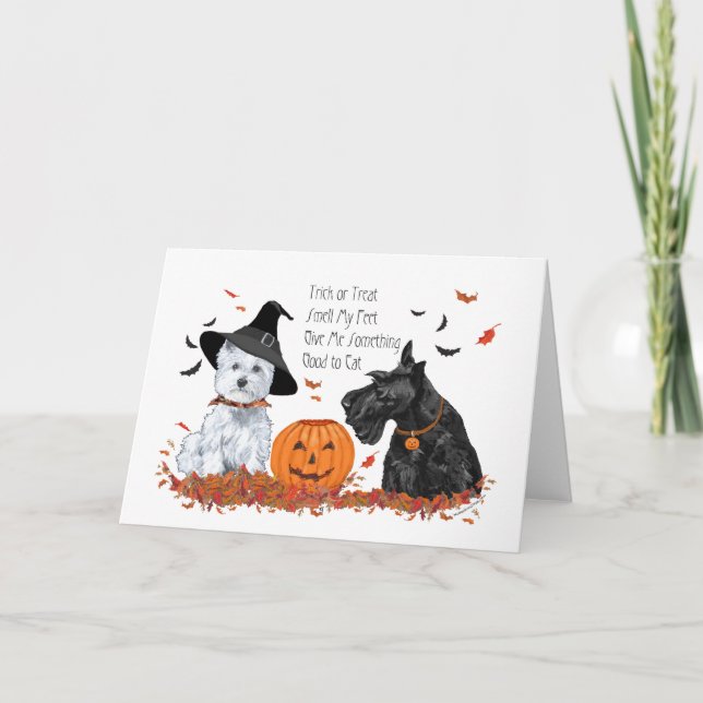 Westie and Scottie Halloween Card (Front)