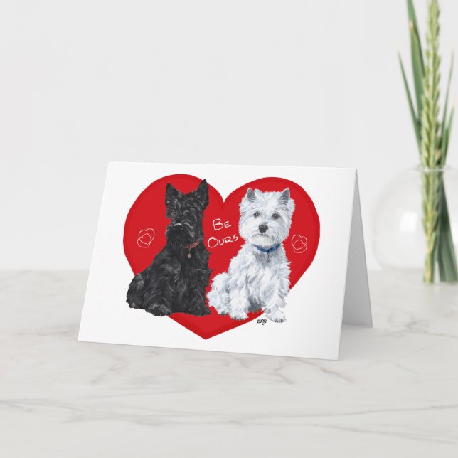 Westie and Scottie Valentine Holiday Card (Front)