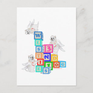 Westie Angel Blocks Postcard