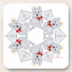 Westie Angel Snowflake Coaster