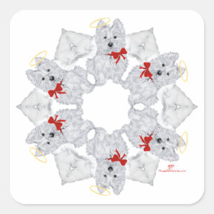 Westie Angel Snowflake Square Sticker