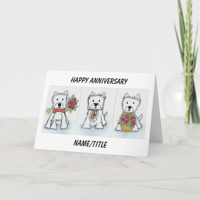 Westie Anniversaire carte femme maman papa mari (Devant)