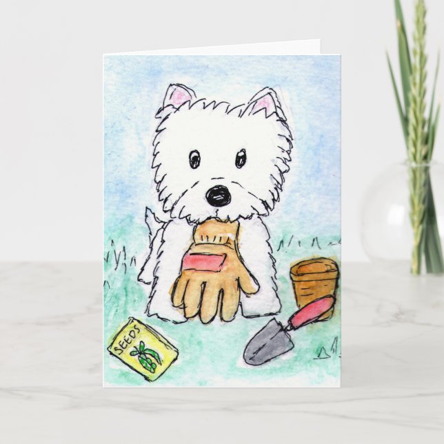 Westie anniversaire de la carte de jardinage etc. (Devant)