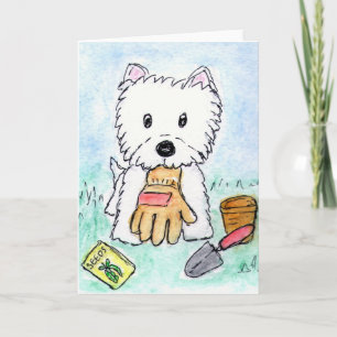 Westie anniversaire de la carte de jardinage etc.