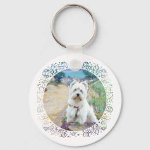 Westie at the Seashore Keychain